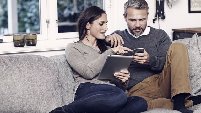 Couple looking at ipad